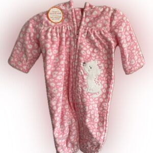 Pink Leopard Print Deer hooded PJs adorable 0-3 month NWT
